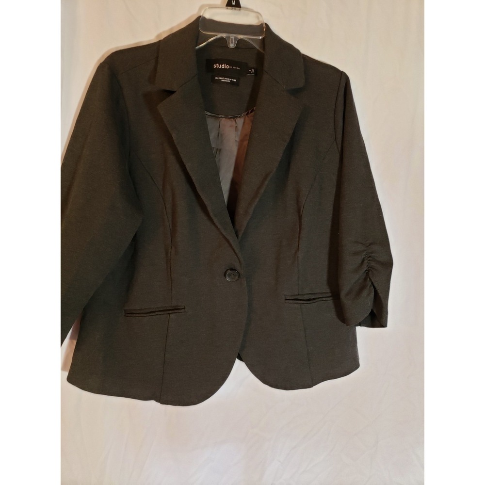 Women's Studio By Torrid Gray Ruched Sleeve Cropped Blazer Size 1